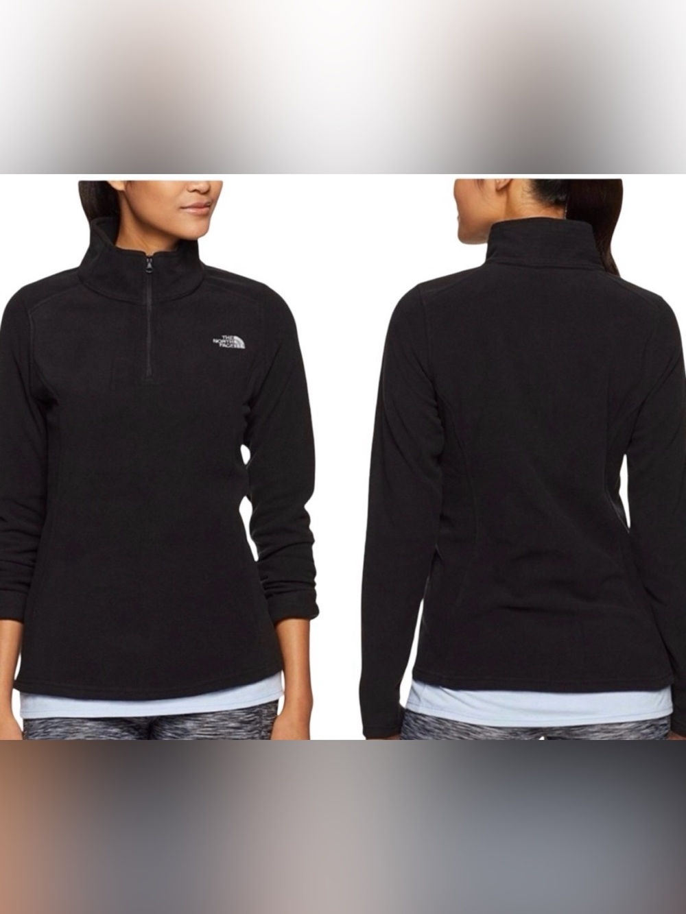The North Face TKA 100 TNF Women's Black Fleece Quarter Zip 1/4 Pullover Medium